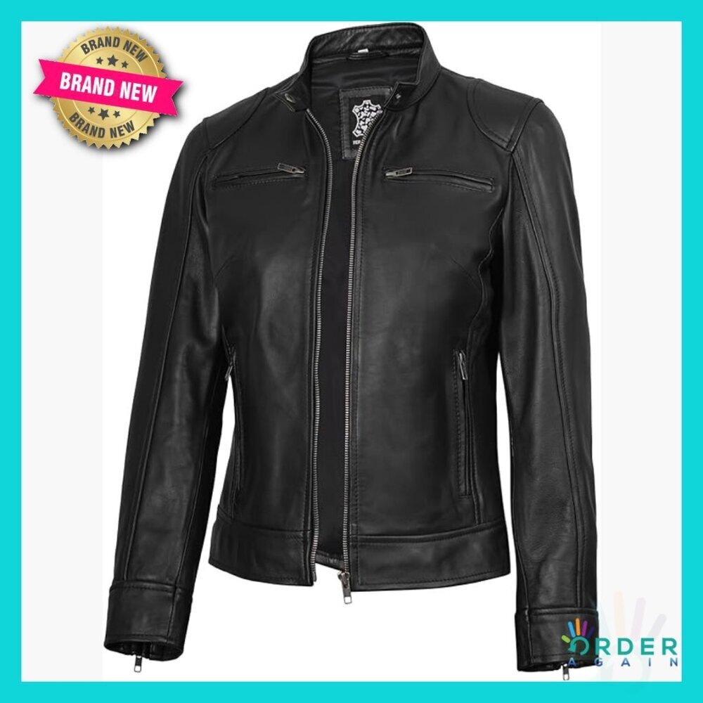 Lambskin Leather Jacket Cafe Racer Style Classic Chic Versatile Fit